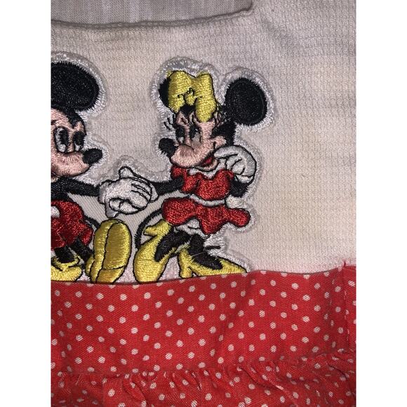 Vintage Kids Baby Walt Disney Productions Minnie & Mickey Mouse Red & Ivory 2T - Picture 3 of 12